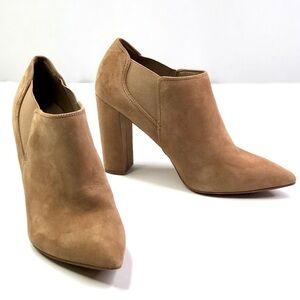 Marc Fisher Hydra pointy toe ankle boots block heel camel suede 8.5